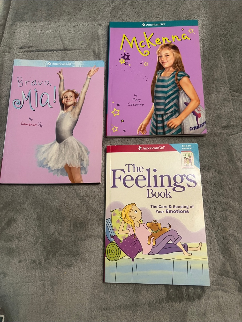 American Girl Book Trio - Pink, Purple & Light Blue Covers